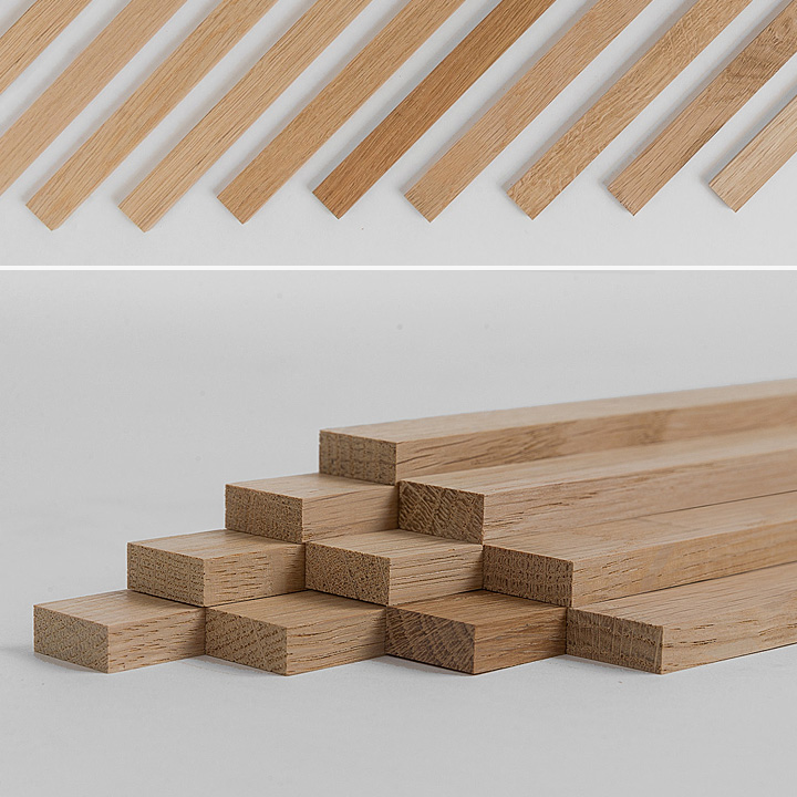 10er-Set Holzleiste - Buche gehobelt - 8/20/500 mm